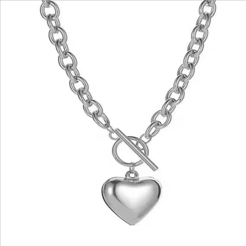 

Women's Unique Heart Shape Pendant Necklace OT Pendant Simple Style For Women Necklace Retro Chain Valentine's Day Gift