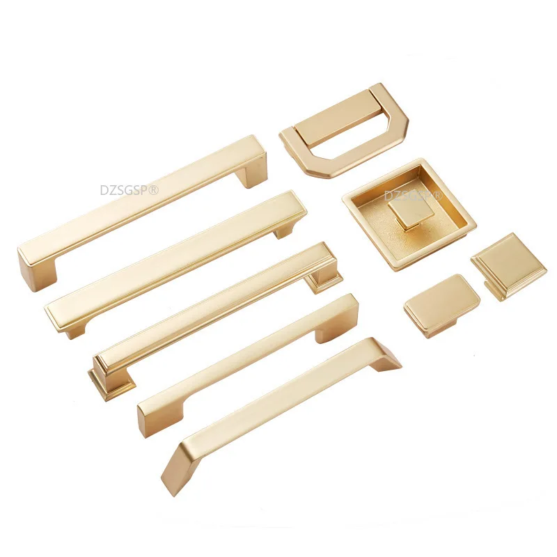 

Modern Cabinet Kitchen Dresser Handles Knobs Drawer Cupboard Hardwares Gold Zinc Alloy Dresser Door Pulls Sliding Door Handle