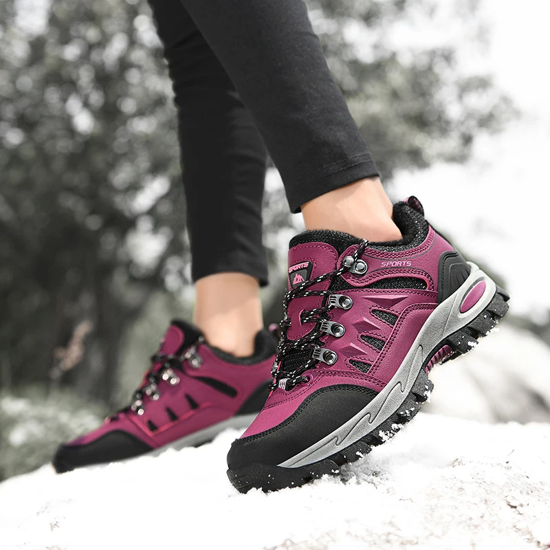 Abhoth Running Shoes Men Sneakers Winter Plus Velvet Keep Warm Snow Non-slip Waterproof Outdoor Hiking Shoes Large Size 36-48