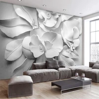 custom simple atmospheric 3d relief flower for murals living room bedroom background wall decor waterproof wall cloth wallpaper