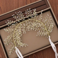 vintage crystal bridal headband wedding hair accessories tiara handmade gold hairband headpiece wedding hair decoration jewelry