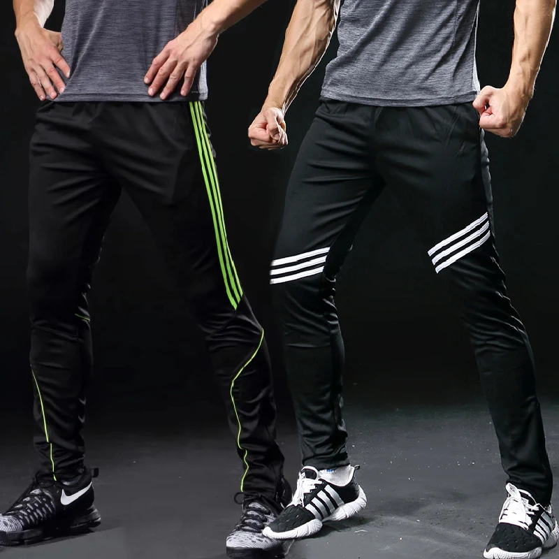

Men's Football Training Pants Zipper Pocket Gym Training Long Trousers Elastic Jogging 2020 Fitness Outdoor Thin Sweatpants