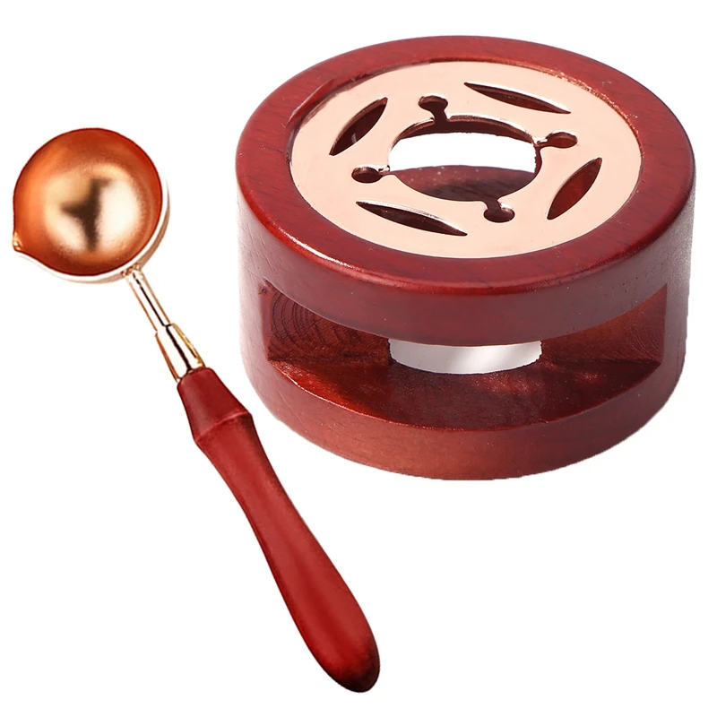 

2PCS Retro Sealing Wax Stamp Furnace Stove Pot Wood Handle Sealing Wax Spoon for Wax Sealing Scrapbooking Decorative