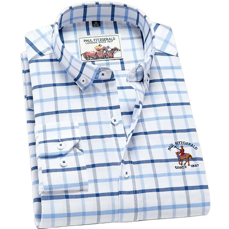 Мужская Повседневная рубашка белая мягкая из 100% хлопка с длинным рукавом в