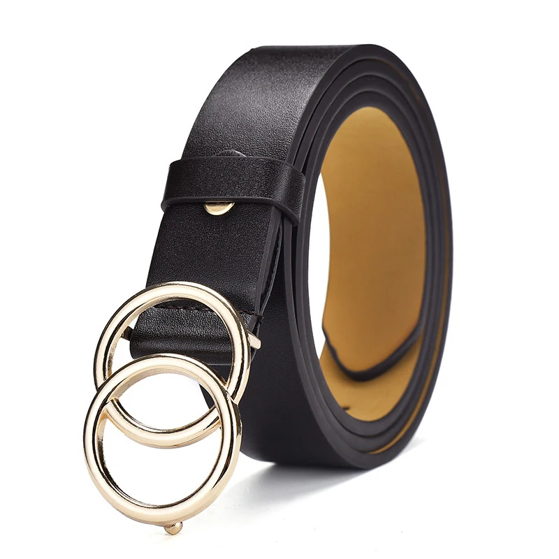 

Модные кожаные ремни для мужчин и женщин, Молодежные студенческие ремни, универсальный Повседневный ремень с металлической двойной пряжкой для платьев и джинсов