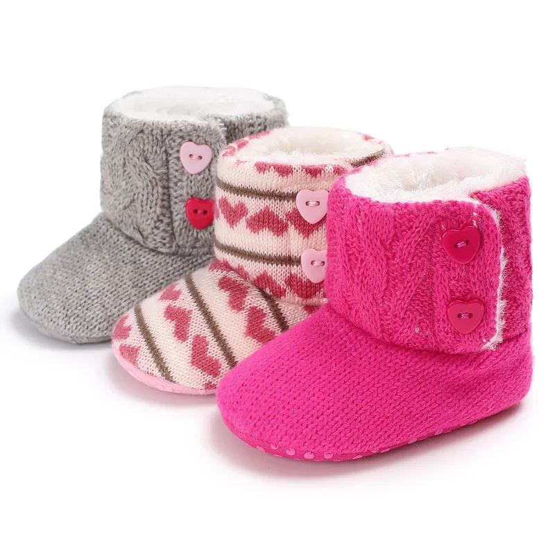 Winter Warm Baby Girls Booties Knitting Shoes Princess Girls Snow Boots Toddler Infant Newborn Shoes First Walker For Christmas images - 6