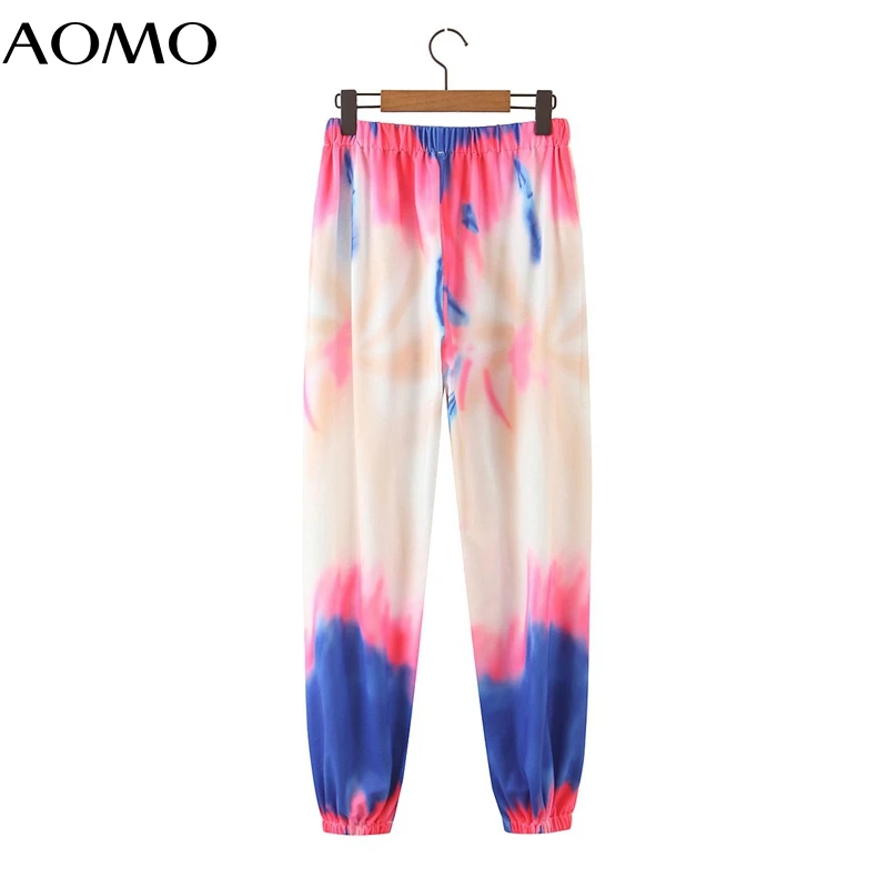 

AOMO 2020 fashion Tie-dye pants women cargo high waist pants loose trousers joggers female sweatpants streetwear SL619A