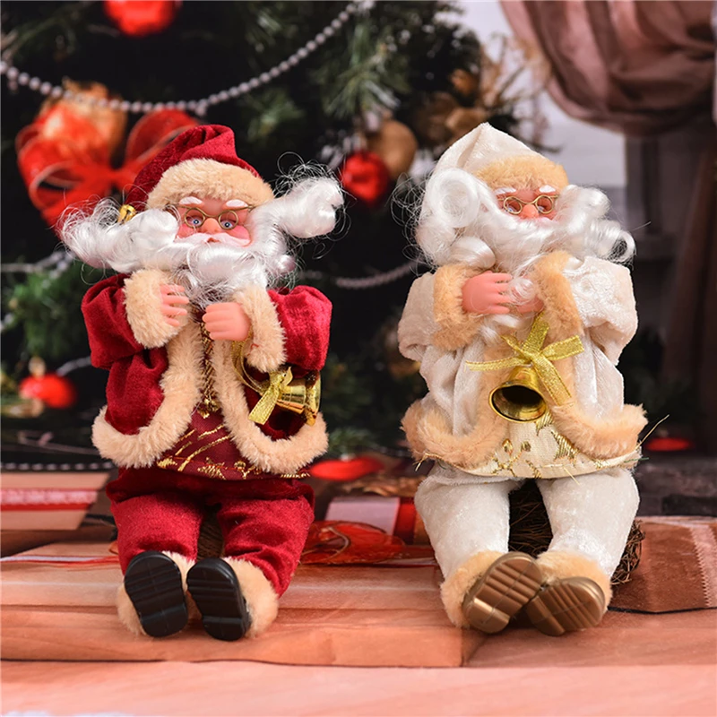 

Creative Christmas Santa Claus Figurine Sitting Posture Doll Toy Medium Size Ornament Festival Gifts Present Decoration