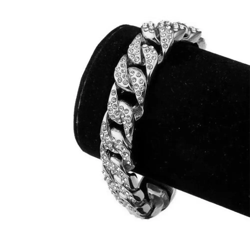 Новинка хип-хоп рок золото серебро стразы браслеты звенья роскошная сталь для