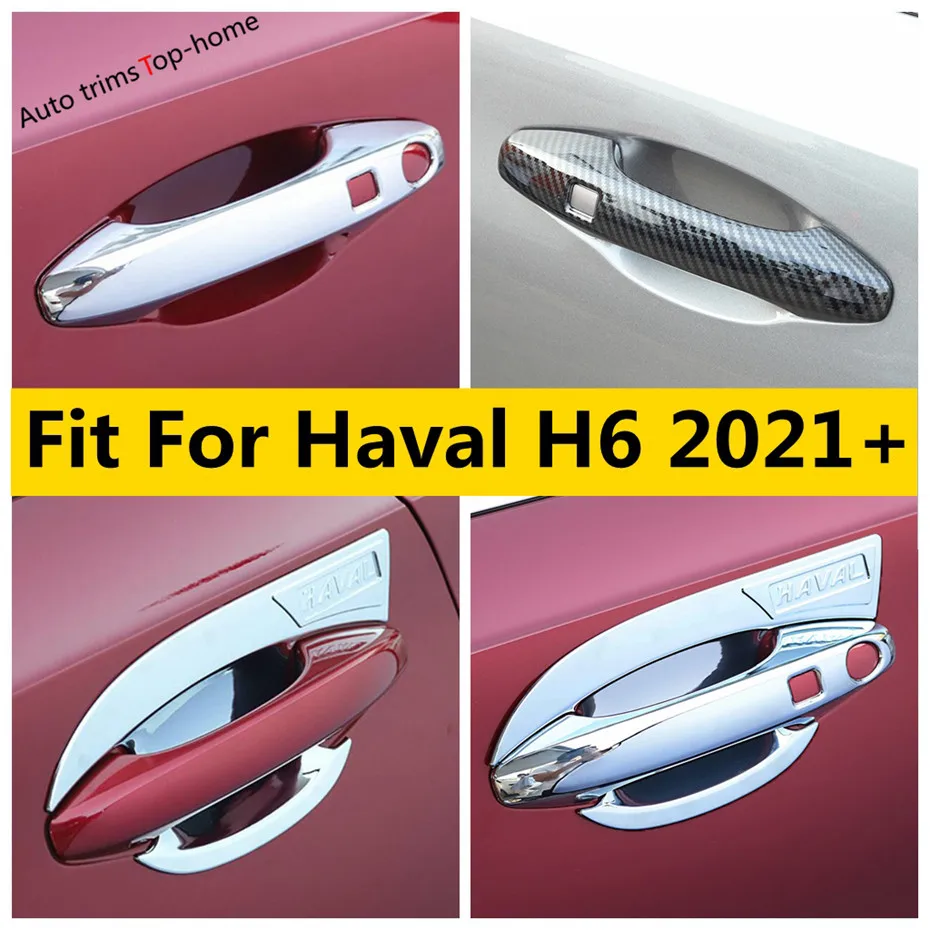 

ABS Door Handle Bowl Frame Protection Decor Cover Trim For Haval H6 2021 2022 Chrome / Carbon Fiber Look Exterior Accessories