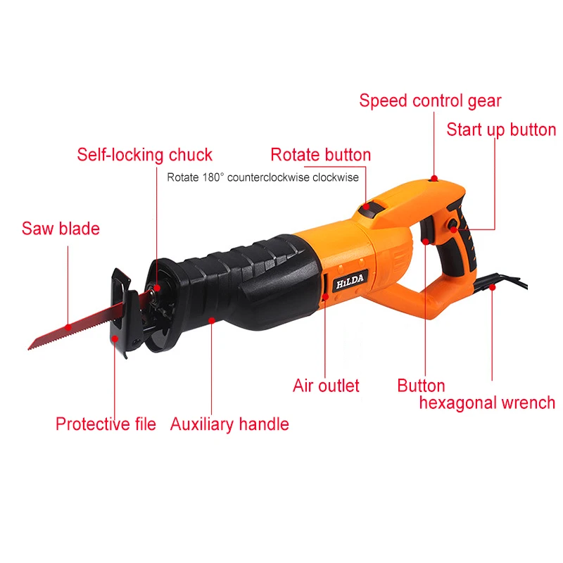 Электрическая пила Сабельная для дерева металла пластической резки труб