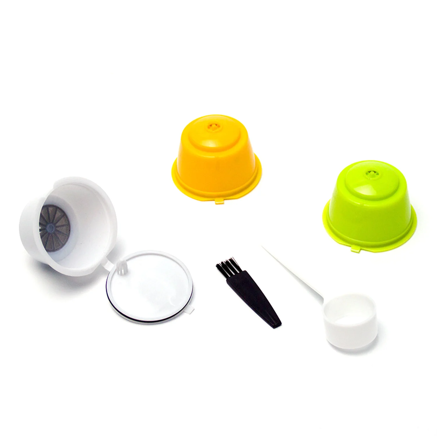 Behogar 3PCS многоразового Кофе капсулы чашки с ложка-кисточка для combinacapsule машина