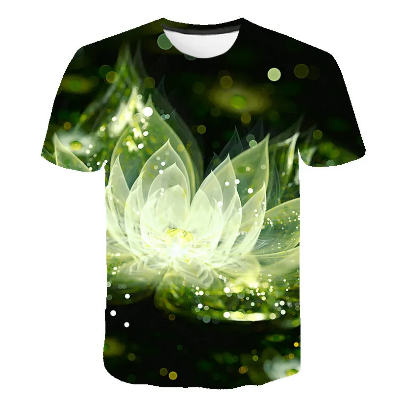

2021 Summer New 3D Flower Printed T-Shirt Hip Hop Casual Loose Oversize Streetwear Children Short Sleeve O-Neck Pullover Kid Top