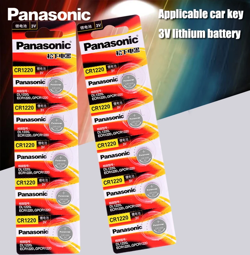 Оригинальные кнопочные аккумуляторы Panasonic CR1220 10 шт./лот CR 1220 литиевая монетная