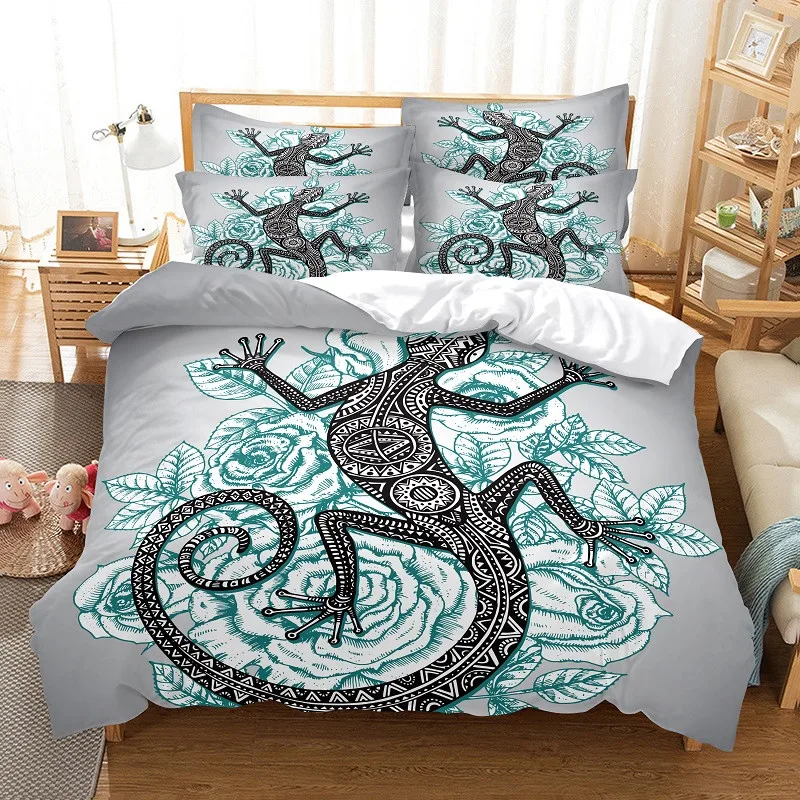 

House Lizard Duvet Cover Set 3d Digital Printing Bed Linen Fashion Design Comforter Cover Cartoon Animal Bedding Sets Bed Set