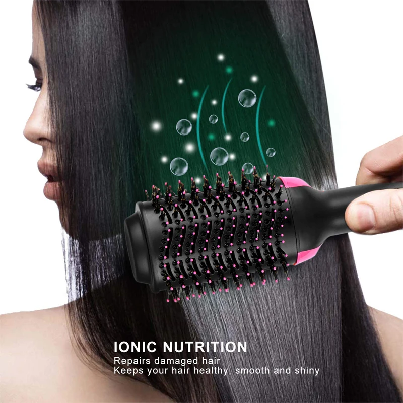 

1000W Professional Hair Dryer Brush 2 In 1 Hair Straightener Curler Comb Electric Blow Dryer With Comb Hair Curly Roller Styler