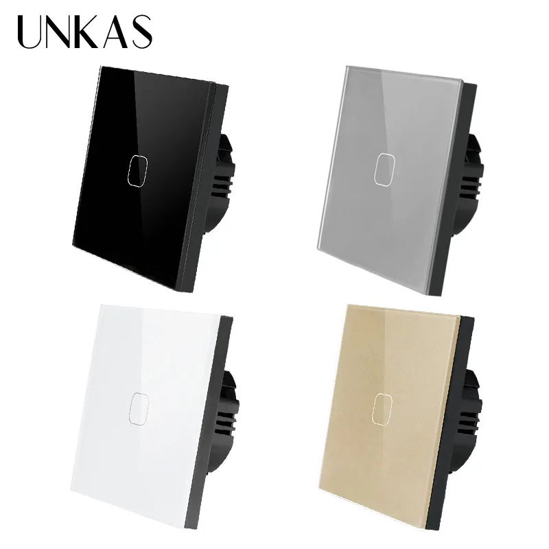 UNKAS стандарт ЕС/Великобритании 1 банда способ сенсорный выключатель четыре цвета