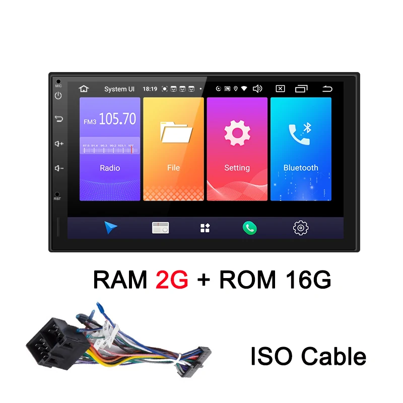 ISO cable Автомобильный мультимедийный плеер AUTOTOP 2 Din Android 9,0 ", автомобильный DVD gps для Nissan, Toyota, Volkswagen, Mazda, BYD, Kia, VW, peugeot, Lada, стерео - Цвет: ISO cable