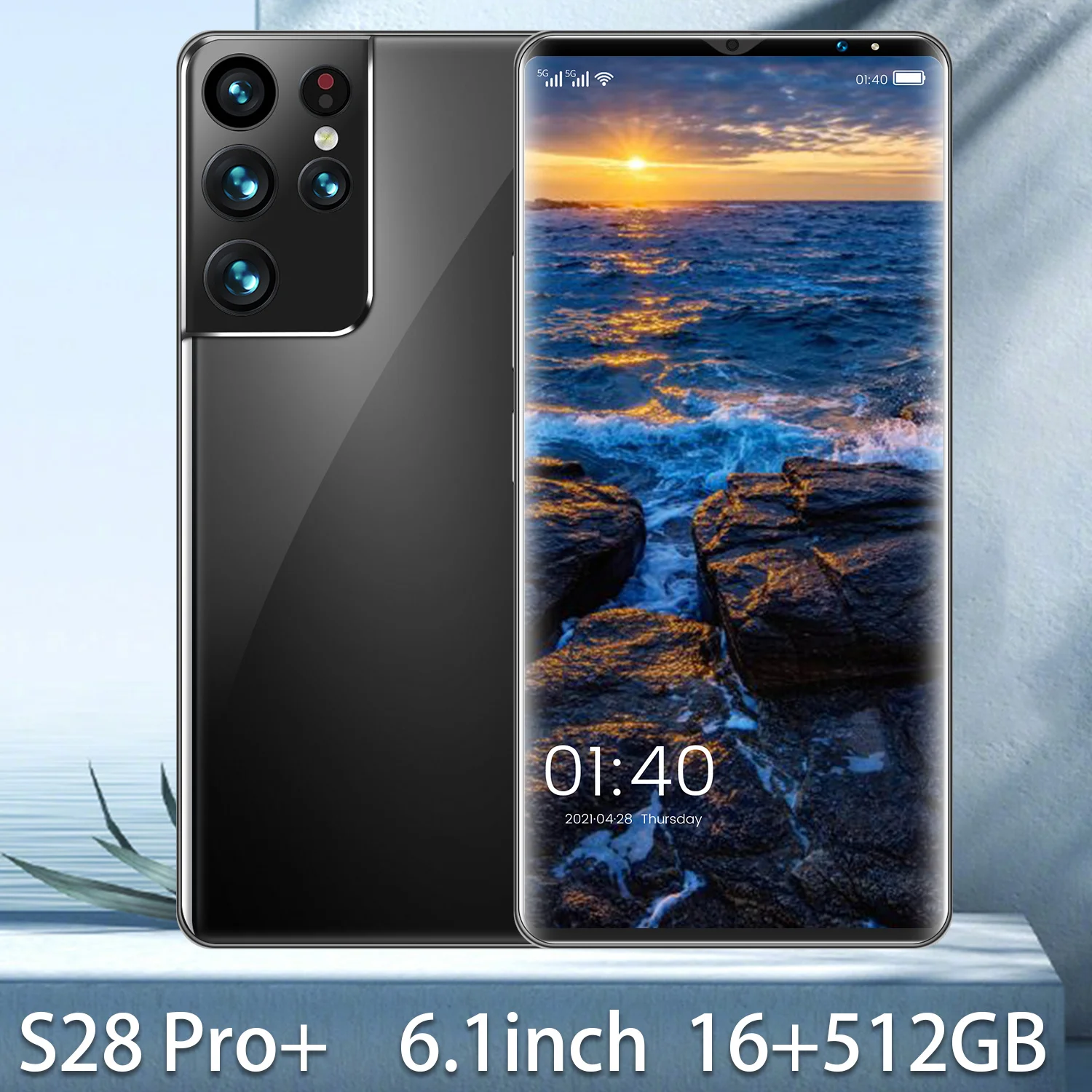 

Global Version S28 Pro+ 6.1Inch Smartphone 6000mAh Full-screen Android11 16+512G Dual SIM Mobilephone 64MP Face ID 5G CellPhone