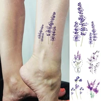waterproof temporary tattoo sticker linear lavender purple realistic color tatto leg ankle art flash man woman child fake tatoo