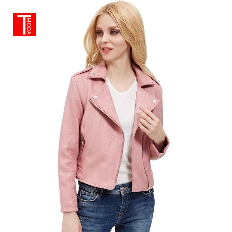 TMODA261 новые женские осенние Зимние Замшевые Куртки из искусственной кожи модные
