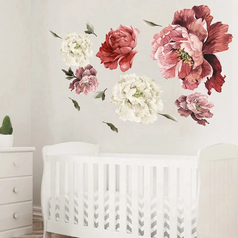 Цветы пионы на стены Стикеры s романтический цветок домашний декор для Спальня