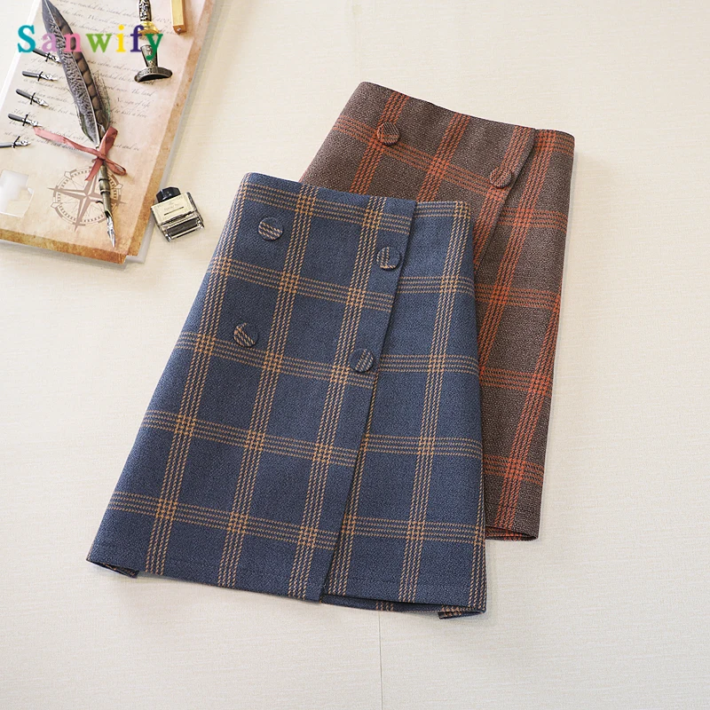 

Irregular Ins Super Hot Plaid Skirt Women's New High Waist Skirt A- Line Dress All-match Student Skirt Women's