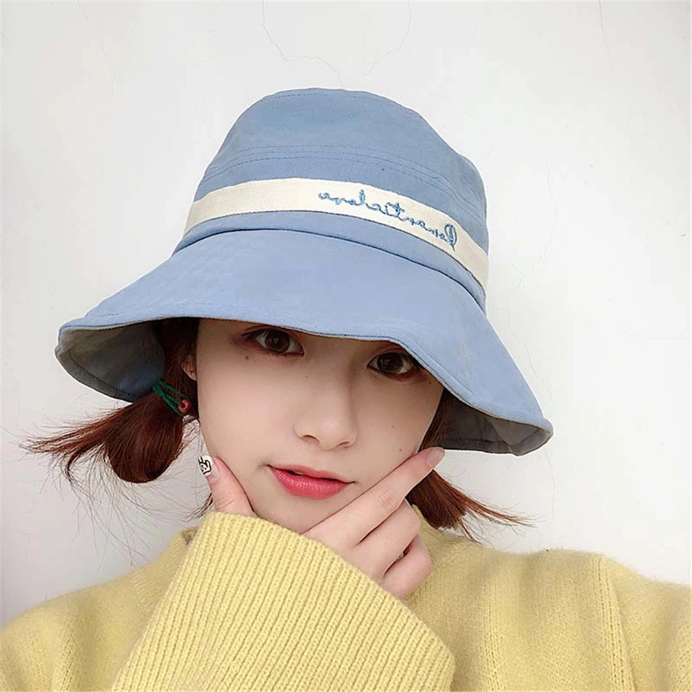 

Summer simple letters wild fisherman's hat South Korean version of the outdoor sun block hat patchwork color basin Cap WS-2516