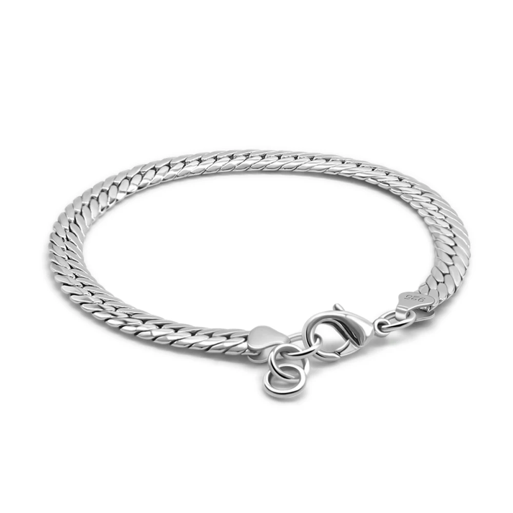

New Arrivals Men Chain Wide 6MM Curb Chain Men Bracelet 925 Sterling Silver Fashion Jewelry Male Link Chain Men Bangles