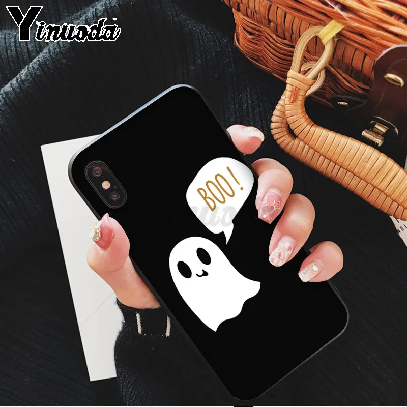 

Yinuoda cute ghost spooky TPU Soft Silicone Black Phone Case for iPhone X XS MAX 6 6S 7 7plus 8 8Plus 5 5S XR 11 11pro