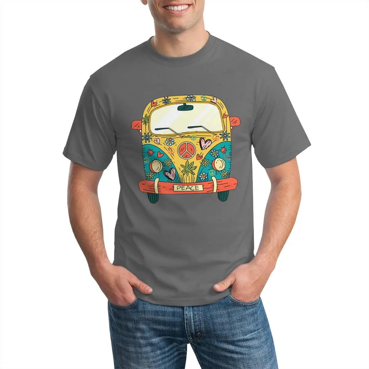 Lsd Hippie Bus Shirt Trippy Clothing Summer Tee Usa for Men - Peace Psychedelic Acid Art Cotton Short Cn(origin) Print | Мужская одежда