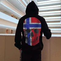 fall winter new rhinestone mens hoodie hot sale pullover male skull hoody trend european and american style tops