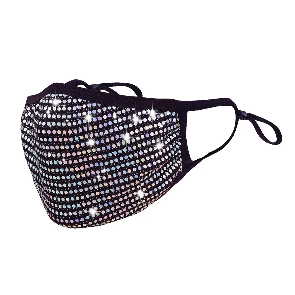 

Ladies Rhinestone Masks Washable Dust Prom Mask Face Mask Crystals Masks for Women Reusable Dustproof Halloween Masquerade 4PCs