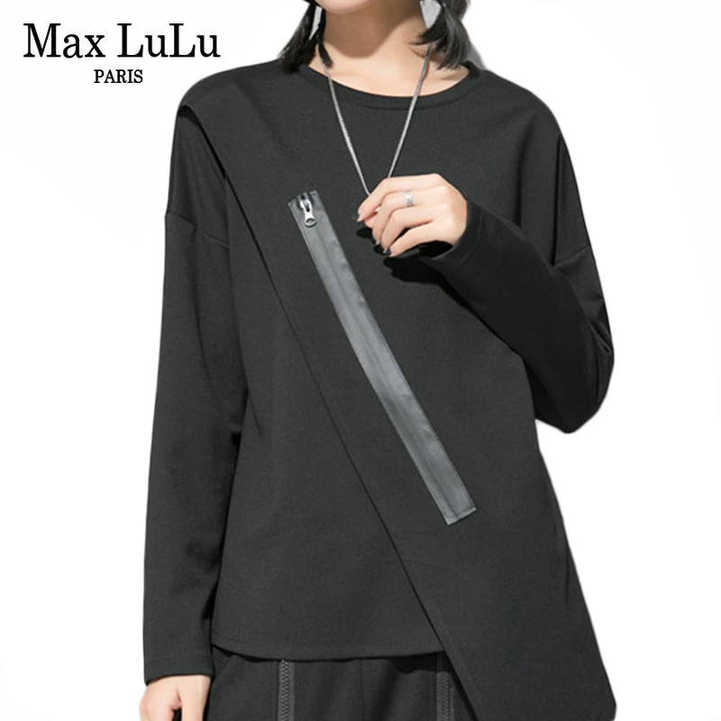 Женские повседневные футболки на молнии Max LuLu корейские модные топы уличная