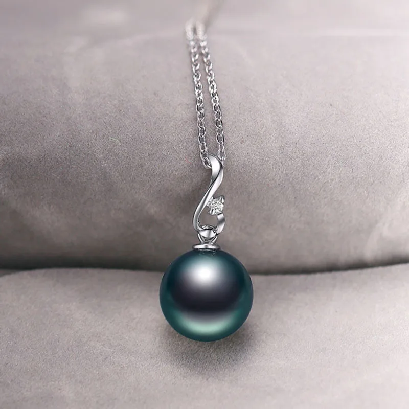 Роскошный таитянский кулон с черным жемчугом в виде черного Ангела из серебра 925