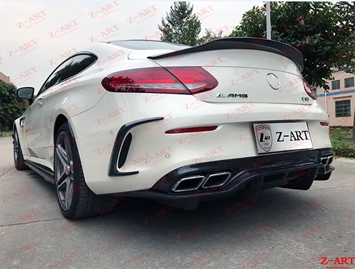 Z-ART задние щитки из углеродного волокна для C63 Coupe 2015-201 сплиттер заднего бампера