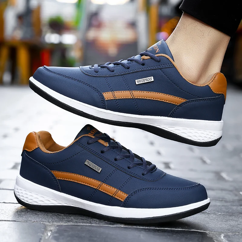 

Leather Shoes for Men Sneakers Trend Casual Shoe Italian Breathable Leisure Male Sneakers Non-slip Footwear Men Vulcanized Shoes