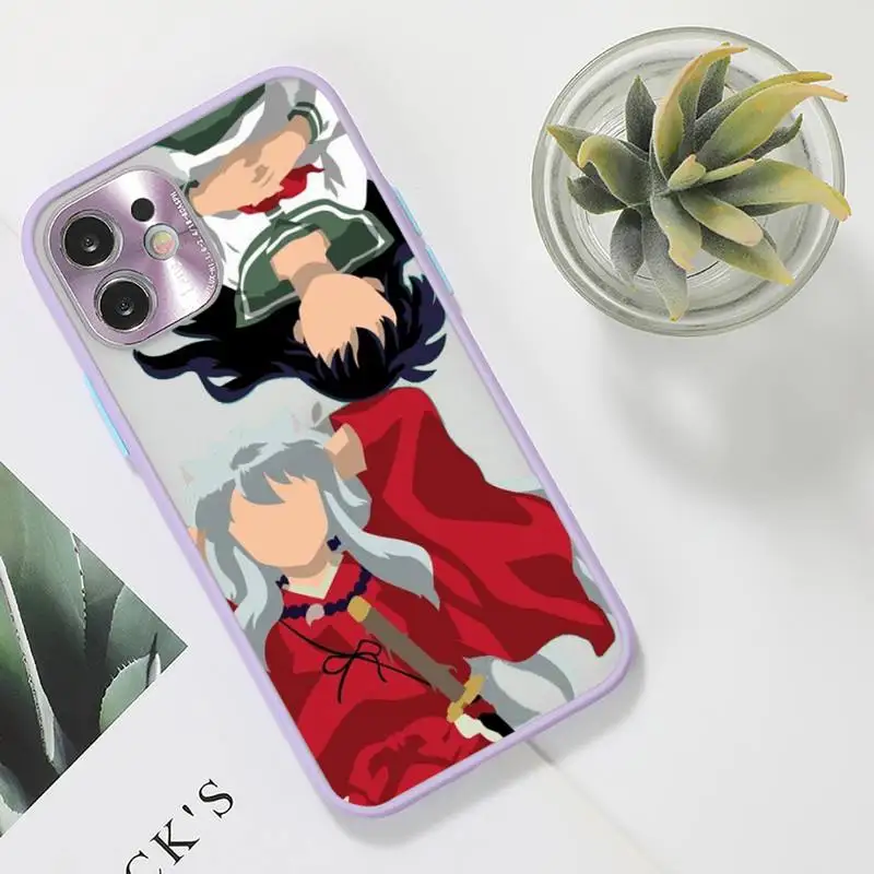 

Anime Inuyasha Higurash Japan Phone Case For iPhone 12 11 Mini Pro XR XS Max 7 8 Plus X Matte transparent Purple Back Cover