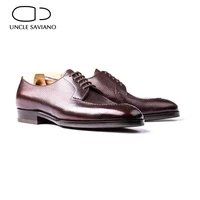 uncle saviano derby brogue style dress party formal men shoes original business designer bridegroom genuine leather man shoes
