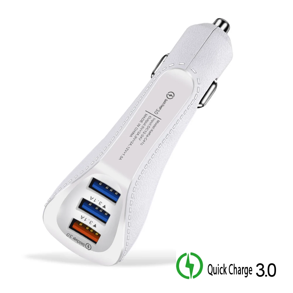 White Not Cable QC3.0 3 порта USB Автомобильное зарядное устройство 3.1A мобильный телефон Быстрая автомобильная зарядка Универсальный адаптер для iphone samsung huawei Xiaomi автомобильные зарядки - Тип штекера: White Not Cable