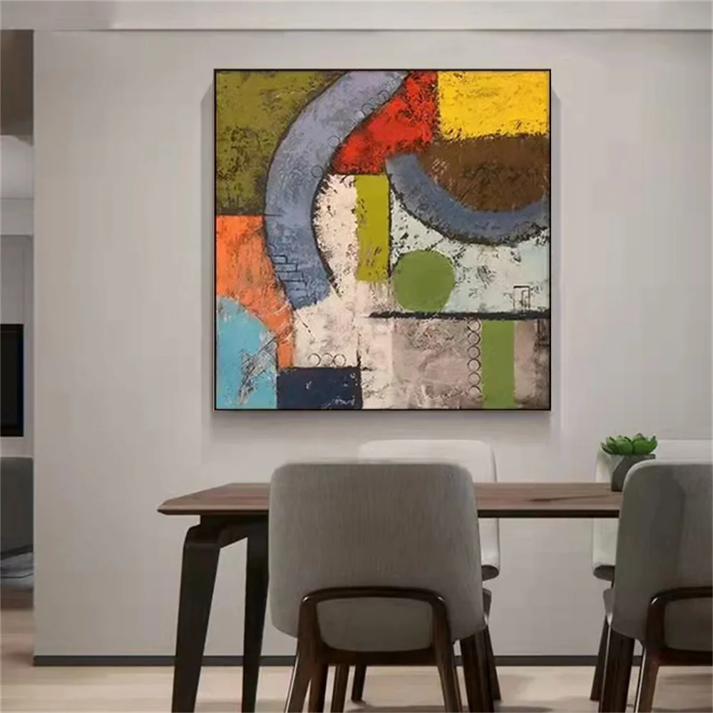

Nordic style hand-painted oil picture abstract living room hanging painting corridor aisle porch decorative picture light luxury