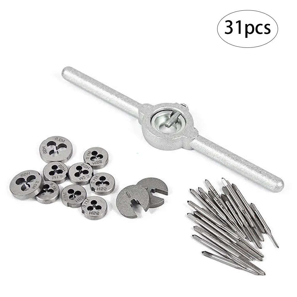 

Mini Tap Die Set M1 to M2.5 Metric Steel Tap Die Kit Model Making Watchmaker with Box Die Wrench Manual Metric Tapping Tool Set
