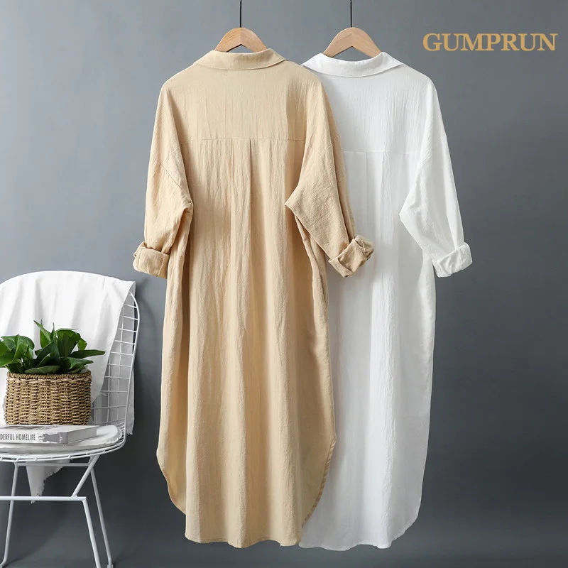 Женское длинное платье рубашка в Корейском стиле хлопковое пляжное большого