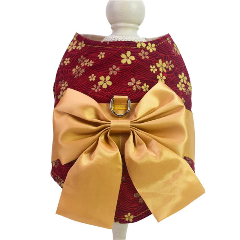 Комплект из жилета и поводка для собак кимоно в японском стиле с цветком вишни