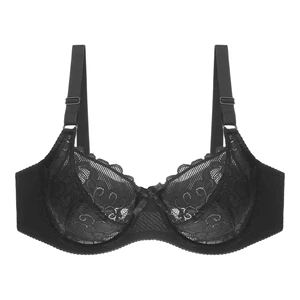 Black Beauwear женские кружевные бюстгальтеры больших размеров на косточках, сексуальные цветочные Бюстгальтеры Soutien Gorge с полной чашкой, не поролоновые бюстгальтеры 36DD 38E 40E 42D 44E 44D 46D - Цвет: Black