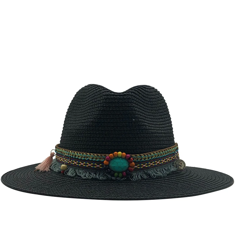 Simple Summer Women's Jazz Caps hats For men with Wide Birm Girl Straw Vintage Hat Floppy Sun Beach Church Cap Gorros | Аксессуары