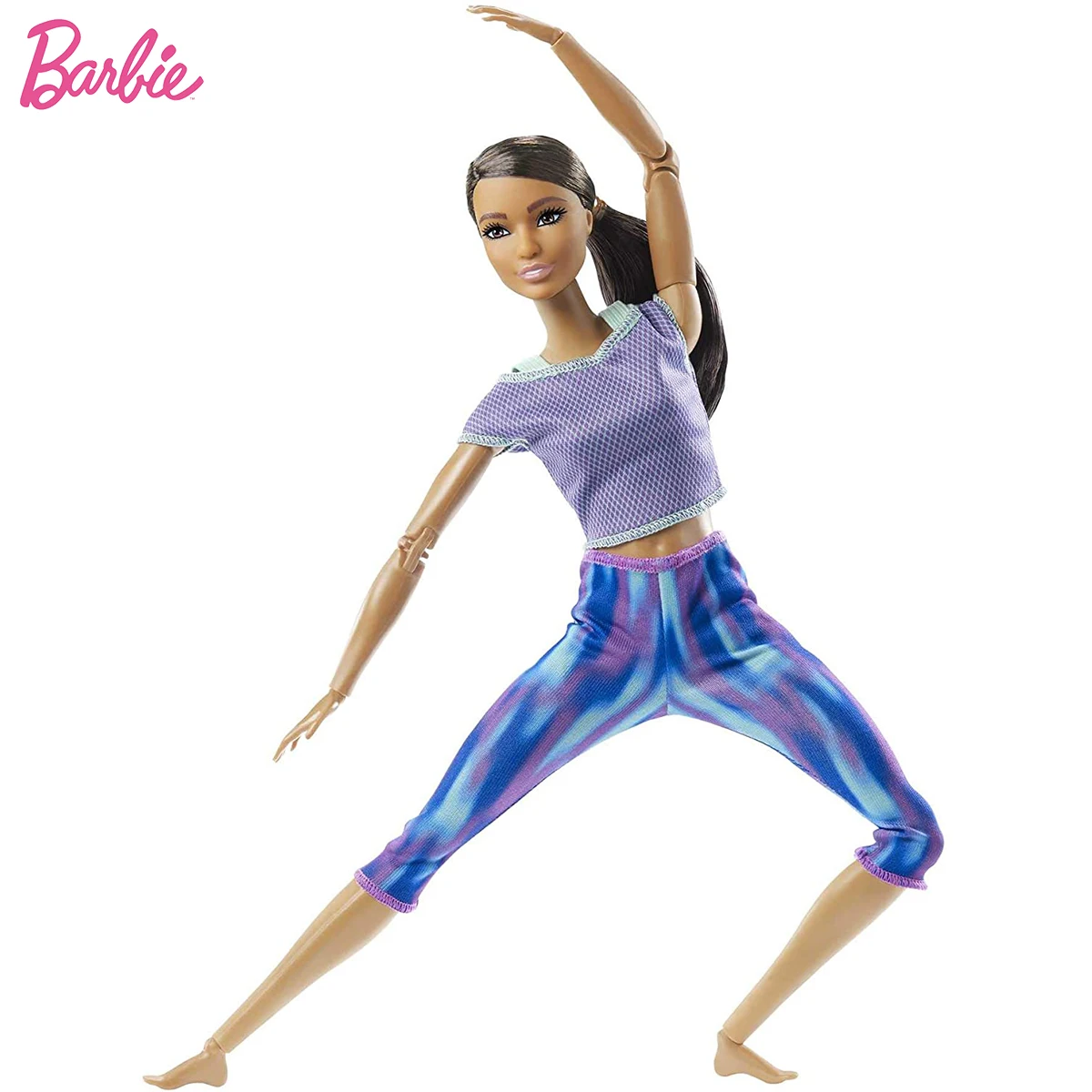 Barbie Made To Move Doll with 22 Flexible Joints Curly Brunette Ponytail Wearing Athleisure for Kids Toys Birthday Gift GXF06 | Игрушки и