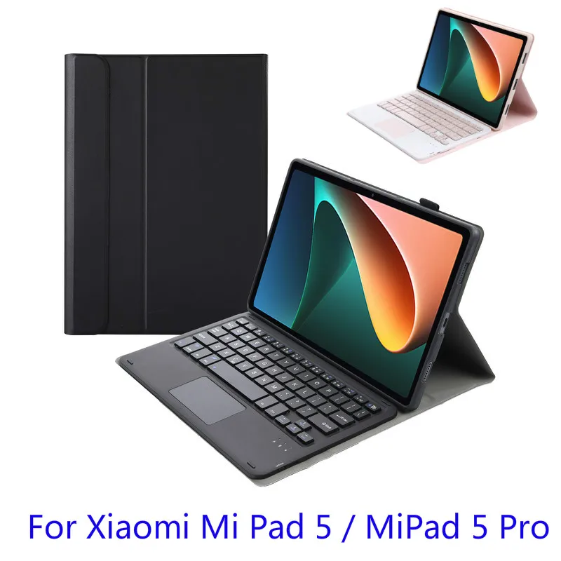 

Тонкий чехол из искусственной кожи для Xiaomi Mipad Mi Pad 5 Pro 11 дюймов 2021 дюйма с Подставкой Беспроводная Bluetooth клавиатура с сенсорной панелью чехол...
