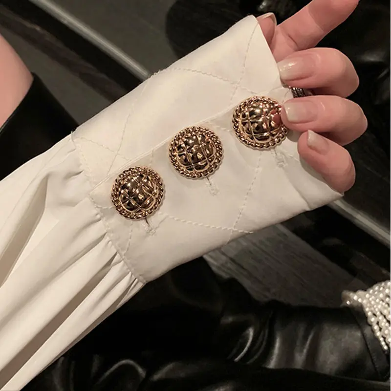 

KUSAHIKI Korean Patchwork Elegant Blouse Tops Bow Tie Turn-down Collar Women Shirt 2021 Spring New Elegant Blusas De Mujer 6F362