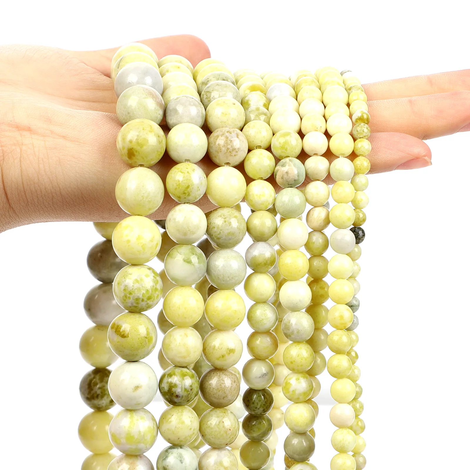 Гладкие южные круглые бусины-разделители из натурального камня Jadee для